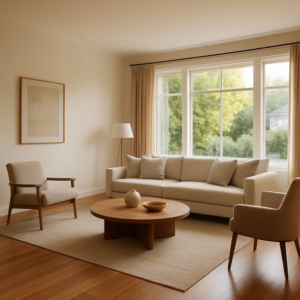 Beautiful modern living room with hardwood flooring